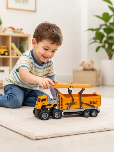 4x4 Sürtmeli Çöp Kamyonu Oyuncak 27 cm Açılabilir Kasalı Metal Gövdeli
