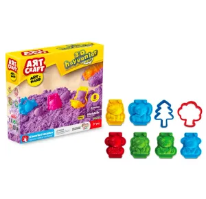 Art Craft Art Sand 3D Hayvanlar Kinetik Oyun Kumu 500 Gr 8 Parça Kalıplı Set