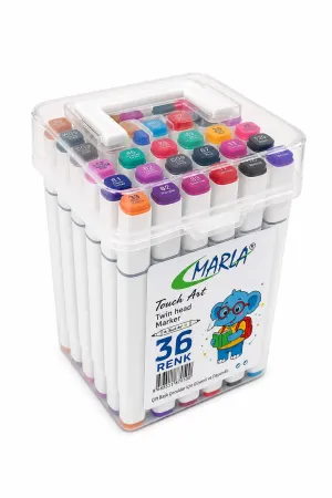 36 Renk Çift Uçlu Marker Kalem Seti Touch Art Boyama ve Çizim Kalemi Kutulu