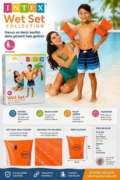 INTEX Wet Set Collection Çocuk Şişme Kolluk 6-12 Yaş 30x15 cm Deniz Havuz Kolluğu