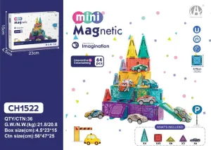 Mini Magnetic Imagination 64 Parça Arabalı Manyetik Blok Seti