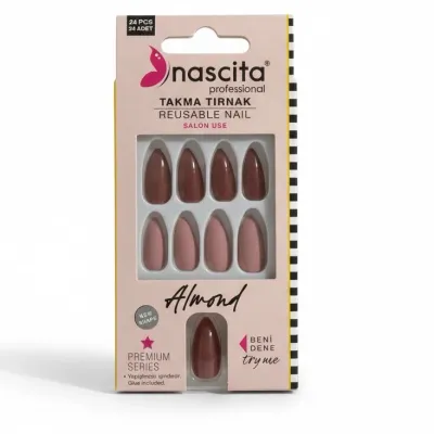 Professional Takma Tırnak – Almond Model 24’lü Set (Yapıştırıcılı (1 Paket)