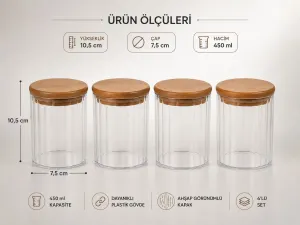 4’lü Ahşap Kapaklı Akrilik Banyo Düzenleyici Seti