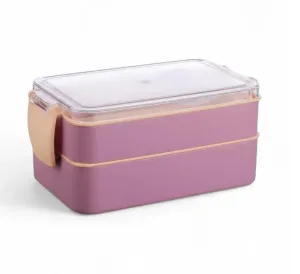 Titiz Fely 2 katlı Öğle Yemeği Kabı – Çatal Kaşık Dahil – Sızdırmaz  Kilitli Lunch Box- Mor Renk