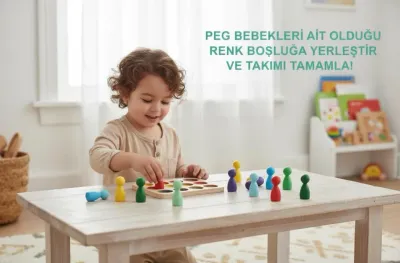 Montessori Peg Bebek Renk Eşleştirme Oyunu – Doğal Ahşap Eğitici Oyuncak