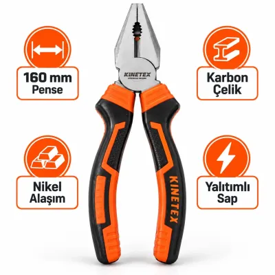 160 mm Kombine Pense Karbon Çelik Nikel Alaşım Yalıtımlı Saplı