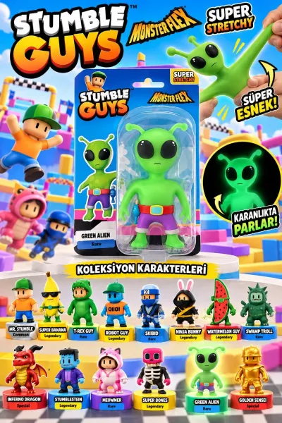Stumble Guys Süper Esnek Green Alien ile Eğlence Başlıyor! 3+ Yaş