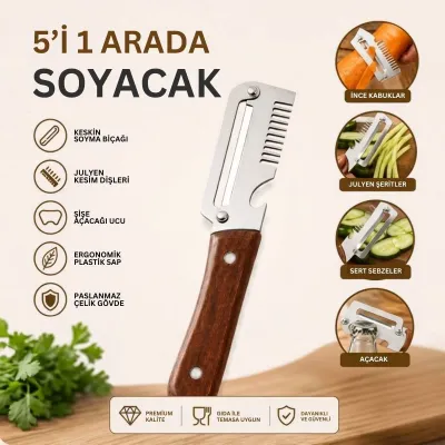 Çok Amaçlı Soyacak Paslanmaz Çelik Jülyen Sebze Meyve Soyucu Şişe Açacağı