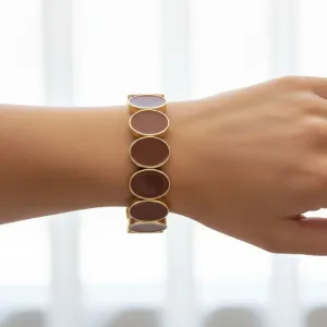 Kadın 14K Kaplama Gold Kahve  Çelik Lastik Bileklik