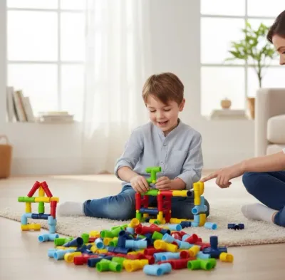 Boru Bloklar – 72 Parça Renkli Eğitici Borulu Oyuncak Seti (3+ Yaş)