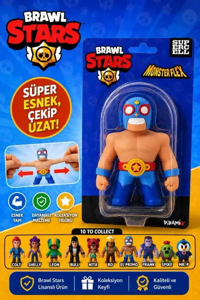 Brawl Stars Monster Flex Esnek Oyuncak Figür – Çek Uzat Stres Oyuncağı (EL PRİMO)