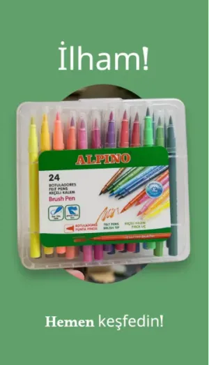 Alpino Brush Pen Fırça Uçlu Keçeli Kalem 24 Renk