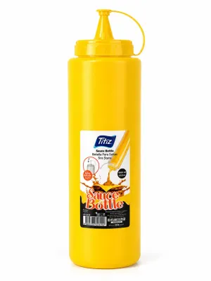 Titiz 700 ml Sos Şişesi Seti Sarı Kırmızı Şeffaf Sızdırmaz Kapaklı 1 Adet - Sarı