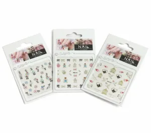 3’lü Nail Art Sticker Seti – 36 Adet (Kuş Kafesi, Kurdele ve Çiçek Desenleri)