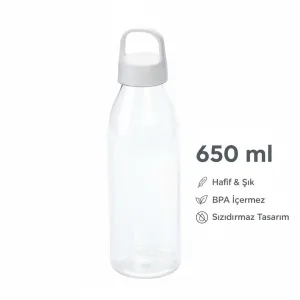 650 ml Doa Su Matarası – BPA Free PET Spor Matara (Beyaz Kapak)