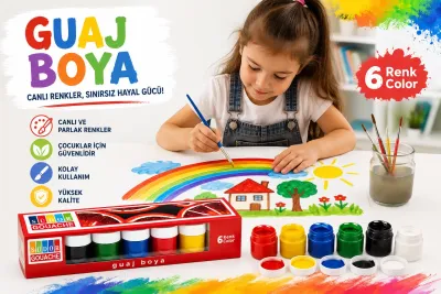 Südor Guaj Boya 6 Renk 20 ml Canlı Renkler Çocuklar İçin Boyama ve Resim Seti