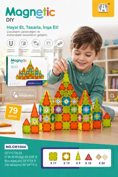 Manyetik Blok Oyuncak 79 Parça Eğitici Zeka Geliştirici Set