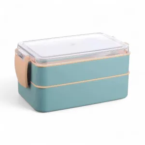Titiz Fely 2 katlı Öğle Yemeği Kabı – Çatal Kaşık Dahil – Sızdırmaz  Kilitli Lunch Box-Mavi