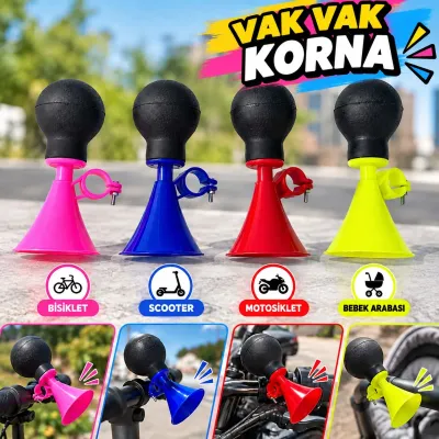 Bisiklet Kornası Vak Vak Korna Gidon Montajlı Kauçuk Pompalı Renkli