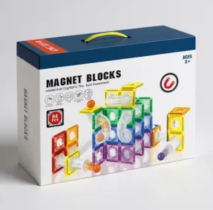 Magnet Blocks 84 Parça Manyetik Renkli Yapı Blokları Oyunu - Kaliteli ABS Plastik Güçlü Mıknatıs