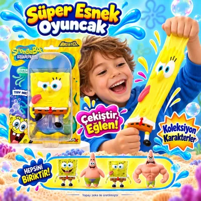 Süper Esnek Süngerbob Figür Oyuncak Stretch 3+ Yaş