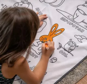 Çocuk Boyama Örtüsü Yıkanabilir 100x150 cm-Eğitici Aktivite Matı Seti