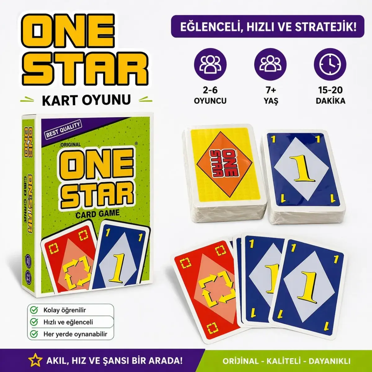 One Star Kart Oyunu 108 Kart Eğlenceli Aile Oyunu
