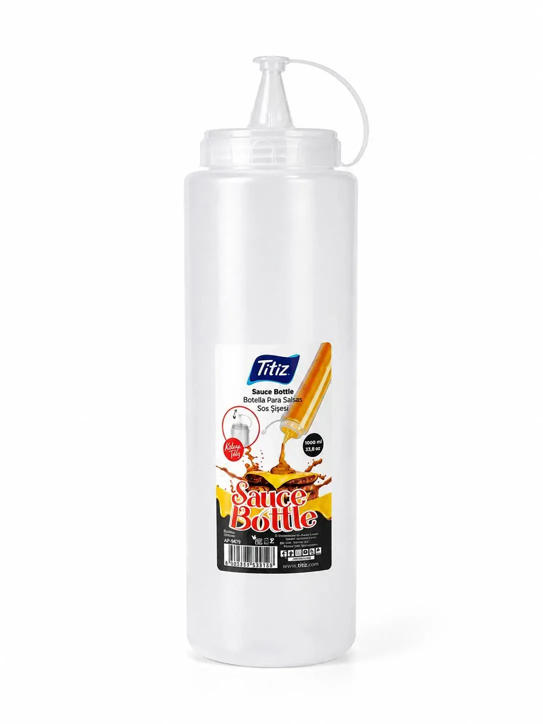 Titiz 700 ml Sos Şişesi Seti Sarı Kırmızı Şeffaf Sızdırmaz Kapaklı 1 Adet BEYAZ