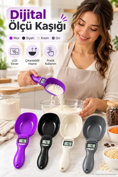 Dijital Ölçü Kaşığı Hassas Mutfak Terazisi 800 Gr LCD Ekranlı