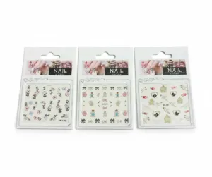 3’lü Nail Art Sticker Seti – 36 Adet (Kuş Kafesi, Kurdele ve Çiçek Desenleri)