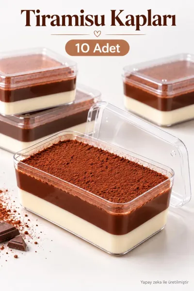 Şeffaf Kapaklı Tiramisu Magnolia Tatlı Pasta Sunum ve Saklama Kabı 10 Adet