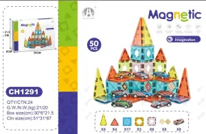 Magnetic DIY 50 Parça Manyetik Bloklar ve Arabalı Eğitici Yapım Seti
