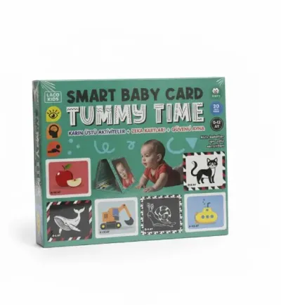 Laco Kids Tummy Time Smart Baby Card – Karın Üstü Aktivite Zeka Kartları + Güvenli Ayna (0-12 Ay)