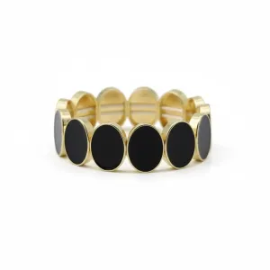 Kadın 14K Kaplama Gold Siyah Çelik Lastik Bileklik