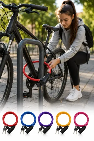 Bisiklet Kilidi 65 CM 9 MM Çelik Halatlı Anahtarlı Güvenlik Kilidi - Mavi
