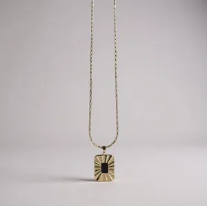 14K VIP Gold Renk Siyah Taşlı Kolye – 60 cm Zincir