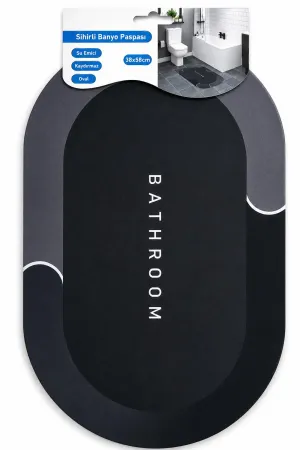 Sihirli Banyo Paspası 38x58 cm – Süper Su Emici, Kaydırmaz ve Hızlı Kuruyan Oval