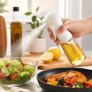 Çok Amaçlı Cam Şişe Püskürtmeli Dağıtıcı Yağdanlık Limonluk Sirke Sosluk Spreyi Beyaz