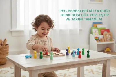 Bee Smart Peg Bebek Renk Eşleştirme Oyunu – Doğal Ahşap Eğitici Oyuncak
