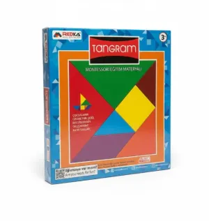 Tangram Montessori Eğitim Oyunu – Ahşap Zeka ve Şekil Geliştirme Seti (7 Parça)