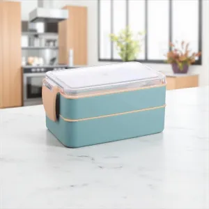 Titiz Fely 2 katlı Öğle Yemeği Kabı – Çatal Kaşık Dahil – Sızdırmaz  Kilitli Lunch Box-Mavi