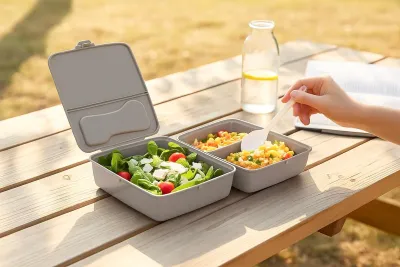 Bölmeli Saklama ve Yemek Kabı – BPA’sız Sağlıklı – Kilit Kapak – Taşınabilir Lunchbox- Açık Gri Renk