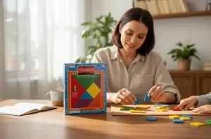 Tangram Montessori Eğitim Oyunu – Ahşap Zeka ve Şekil Geliştirme Seti (7 Parça)