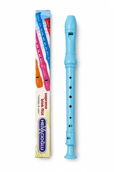Helvacıoğlu Soprano Blok Flüt 32,5 cm Okul Müzik Dersi Eğitim Flütü - Mavi