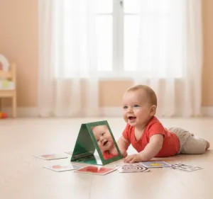 Laco Kids Tummy Time Smart Baby Card – Karın Üstü Aktivite Zeka Kartları + Güvenli Ayna (0-12 Ay)