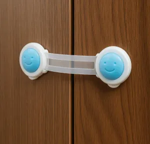 Lock Band Dolap Kilidi 2’li – Çocuk Güvenlik Kilidi, Esnek Bantlı, Yapışkanlı Montaj