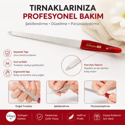 82 Paslanmaz Çelik Tırnak Törpüsü - İnce Uçlu Ergonomik Manikür Pedikür Törpüsü