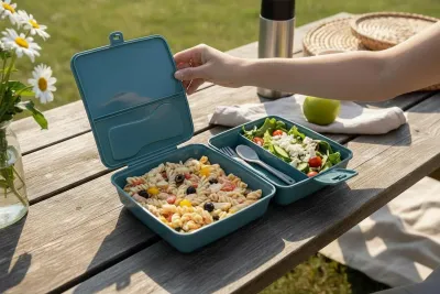 Bölmeli Saklama ve Yemek Kabı – BPA’sız Sağlıklı – Kilit Kapak – Taşınabilir Lunchbox- Su Yeşili