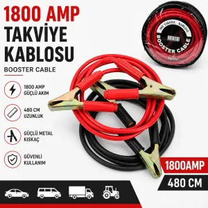 1800 Amper Akü Takviye Kablosu 4.8 Metre - Tır Kamyon Ağır Vasıta Akü Kablosu Çantalı