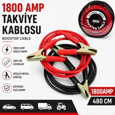 1800 Amper Akü Takviye Kablosu 4.8 Metre - Tır Kamyon Ağır Vasıta Akü Kablosu Çantalı
